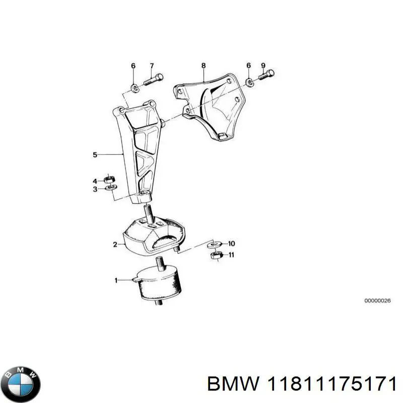 11811175171 BMW Подушка (опора) двигателя, левая
