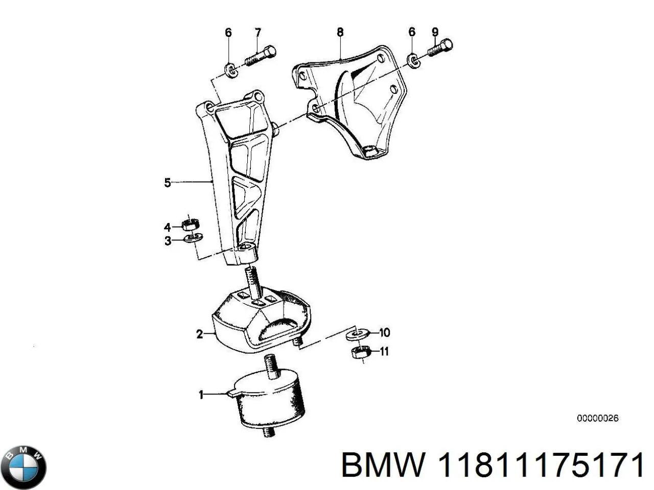 Подушка (опора) двигателя левая на Бмв 7 E23 (BMW 7)