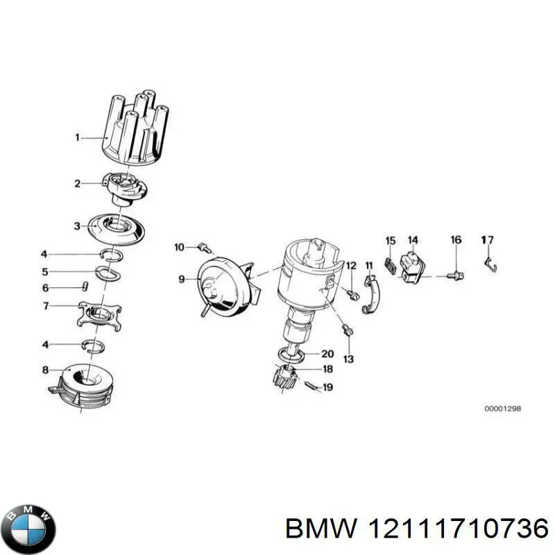 Бегунок (ротор) распределителя зажигания, трамблера BMW 12111710736 цена, от 18.51 USD
