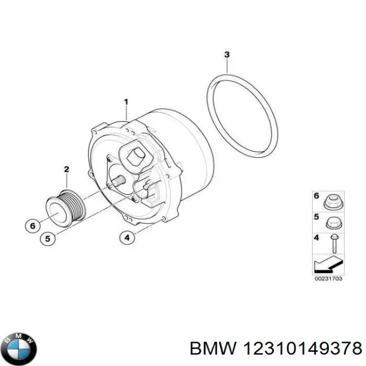 Прокладка (кольцо) генератора с водяным охлаждением BMW 12310149378