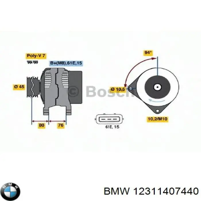 12311407440 BMW генератор