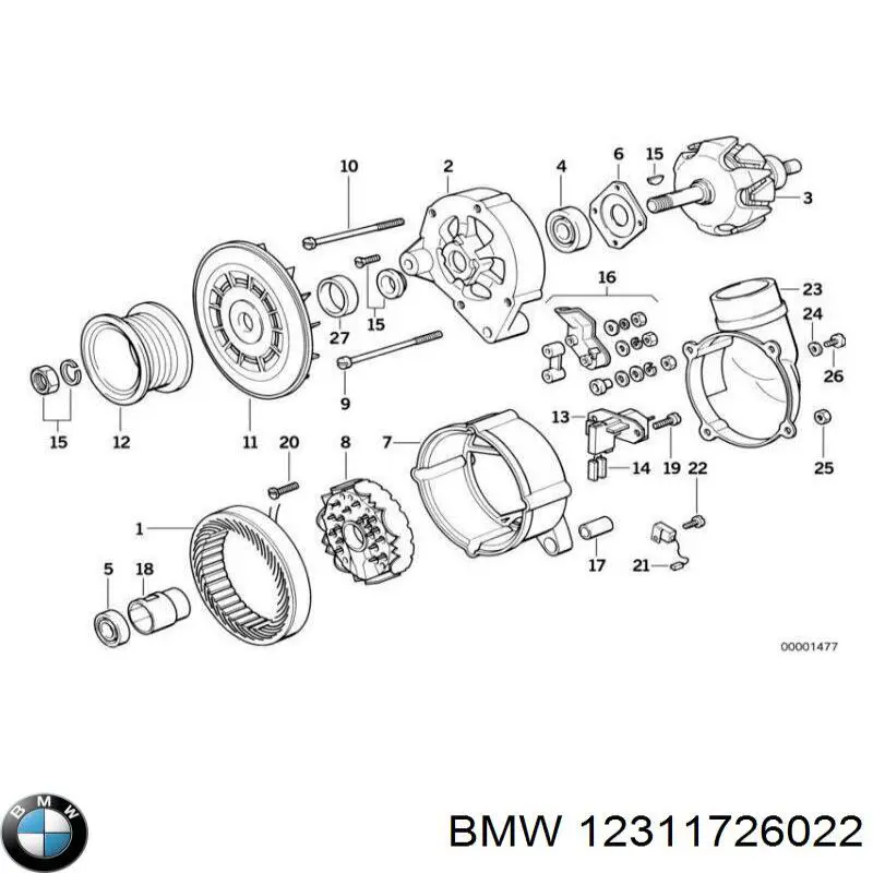 12311726022 BMW реле-регулятор генератора (реле зарядки)