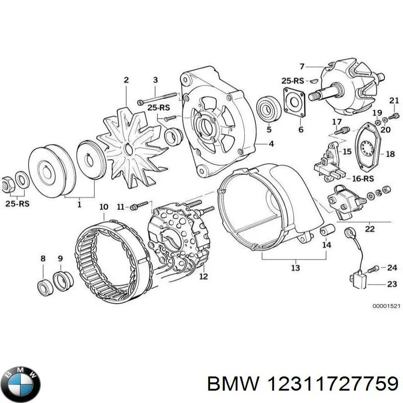 Enrolamento do gerador, estator para BMW 5 (E34)