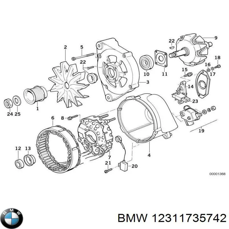 12311735742 BMW реле-регулятор генератора (реле зарядки)