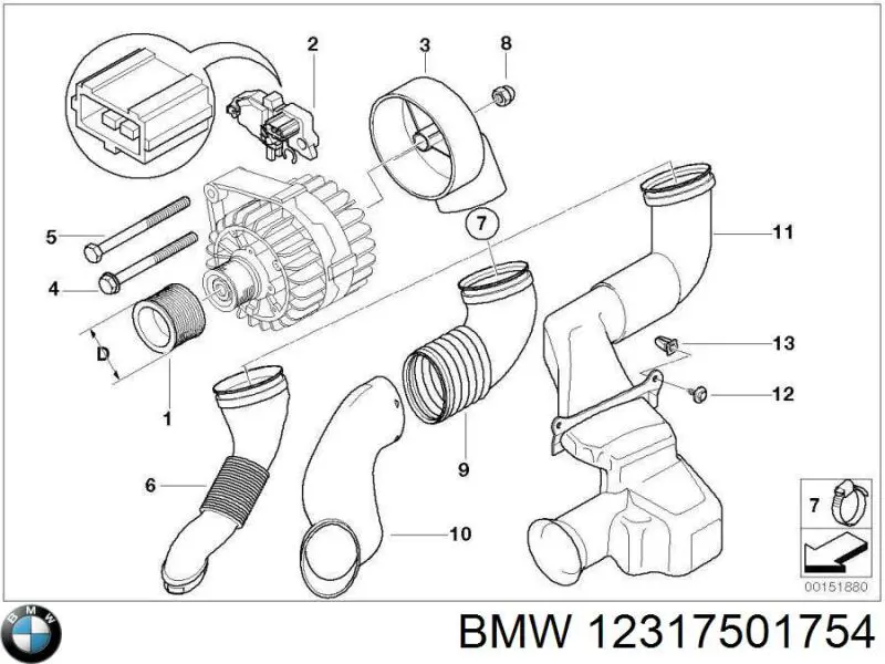 Шкив генератора BMW 12317501754