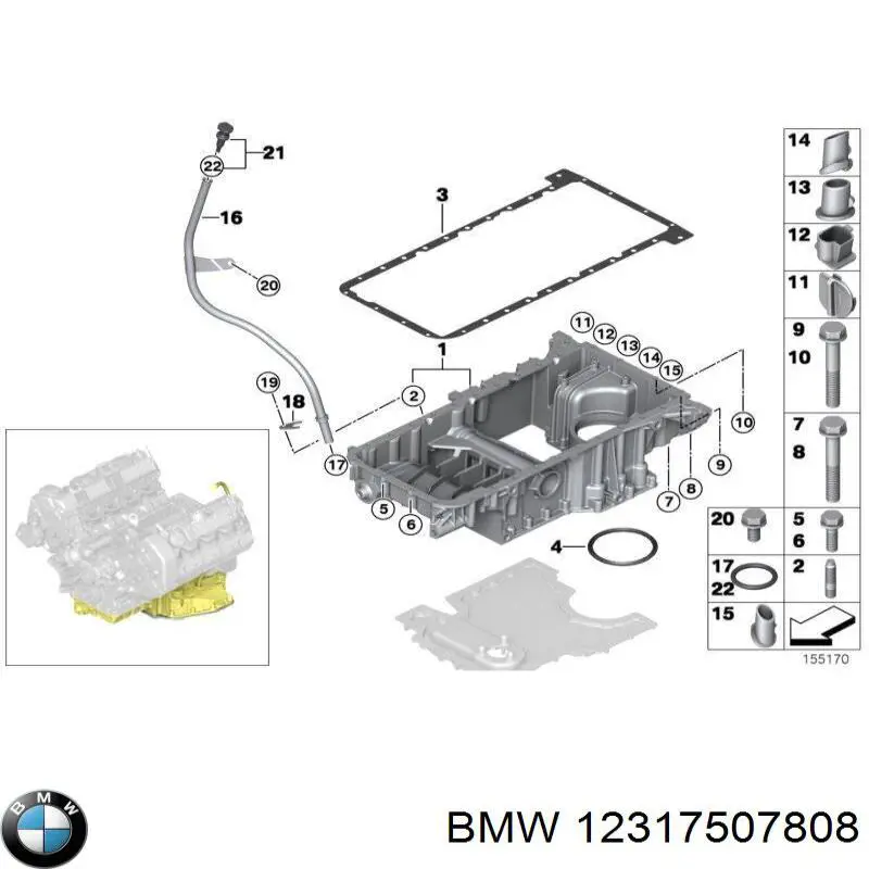 Junta de radiador de aceite 12317507808 BMW