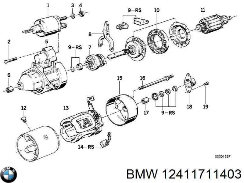 Стартер 12411711403 BMW