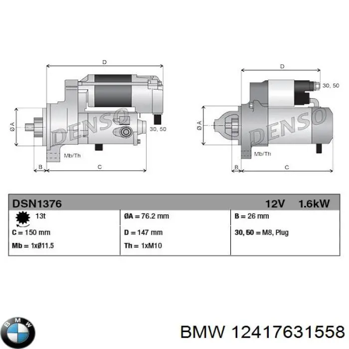 12417631558 BMW motor de arranco