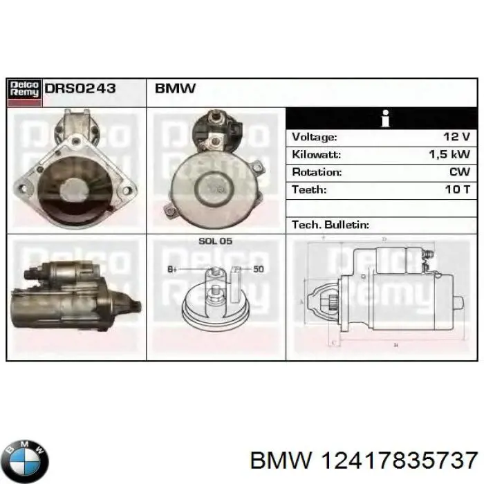 12417835737 BMW motor de arranco