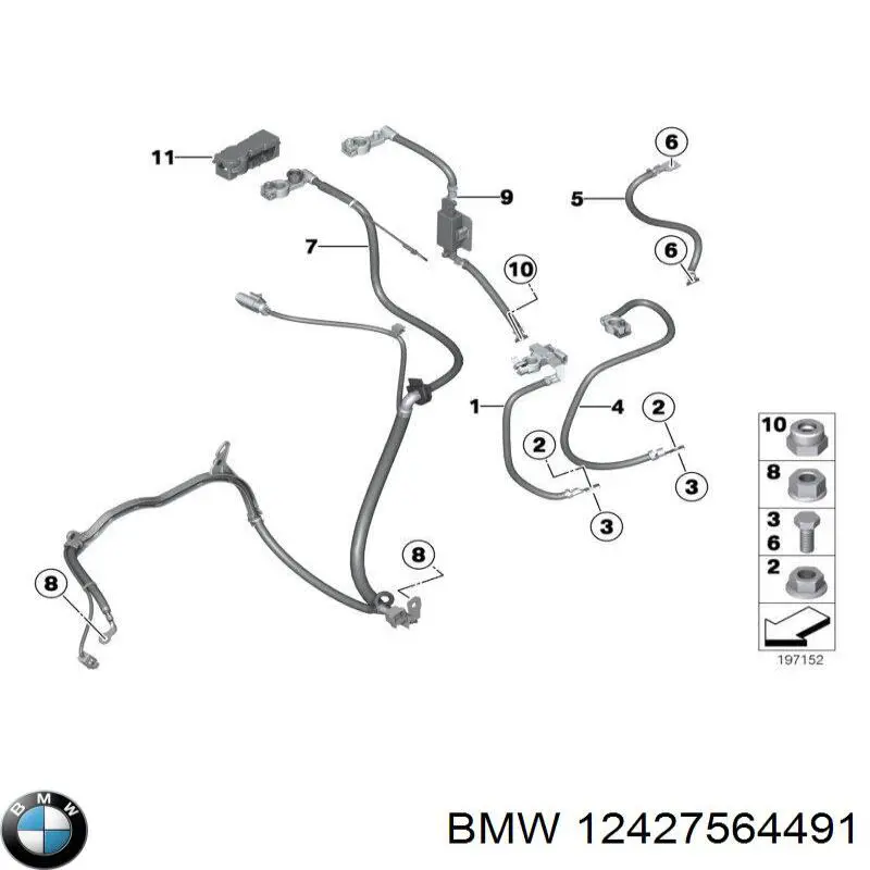 Кабель массы аккумулятора (АКБ) 12427564491 BMW