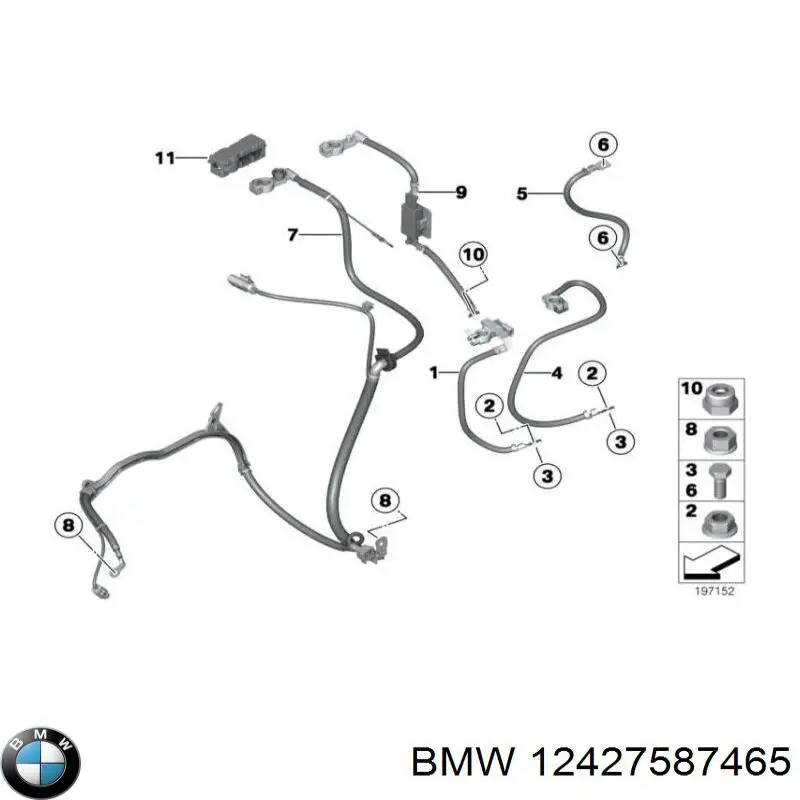 Кабель массы аккумулятора (АКБ) 12427587465 BMW