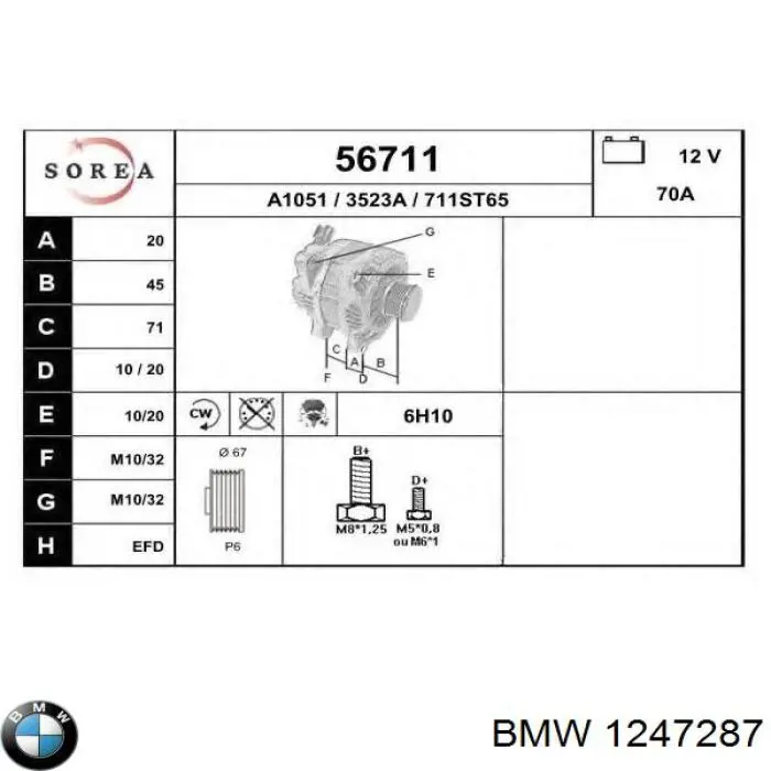 Купить 1247287 BMW Генератор
