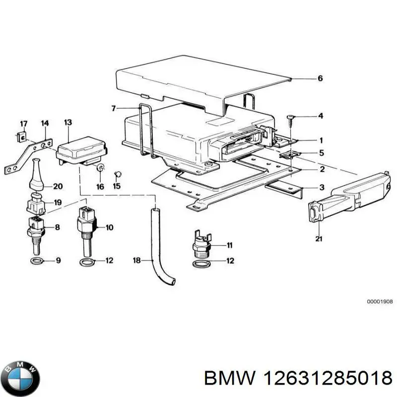Датчик температуры охлаждающей жидкости (включения вентилятора радиатора) BMW 12631285018