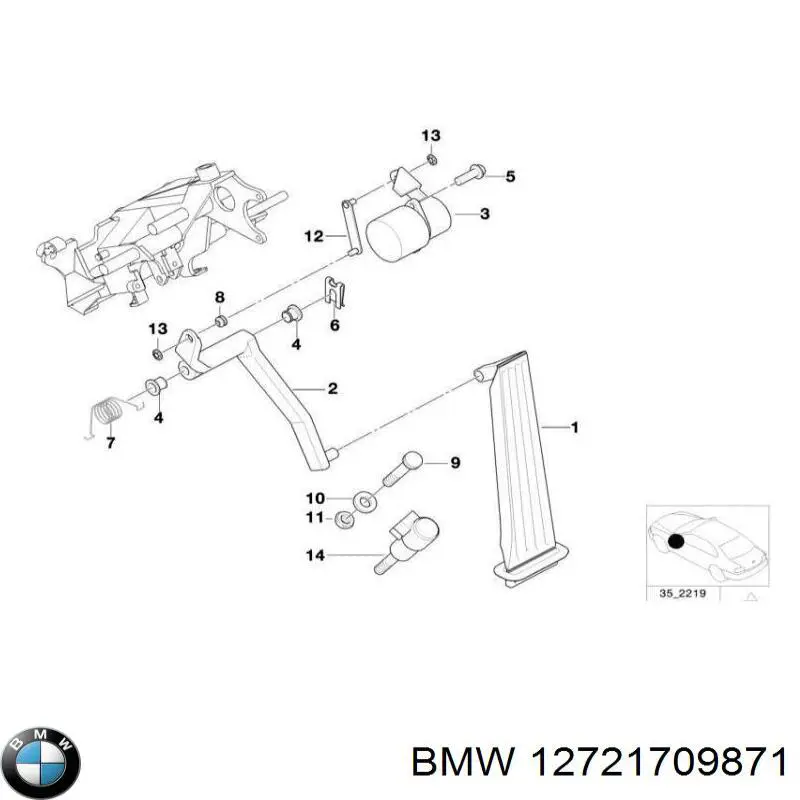 12721709871 BMW Управление карбюратором (акселератор - управление подачей топлива)