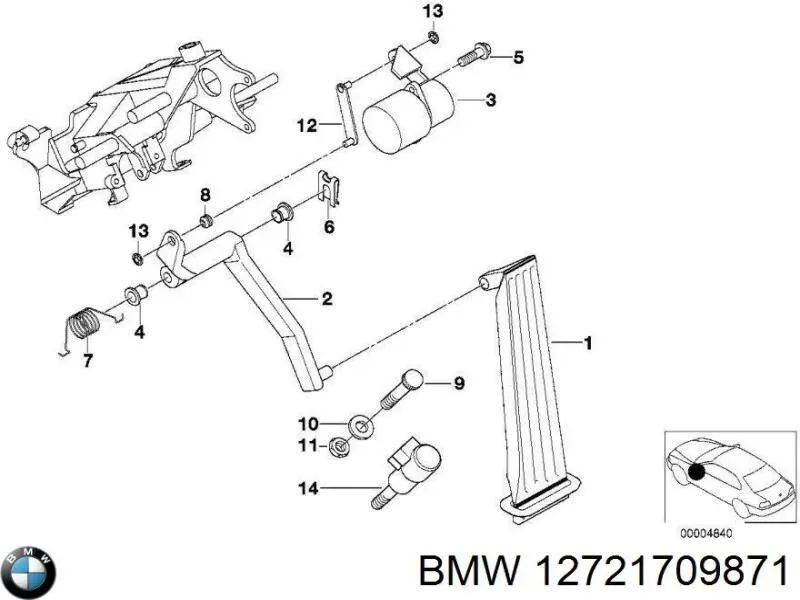 Датчик положения педали акселератора (газа) 12721709871 BMW