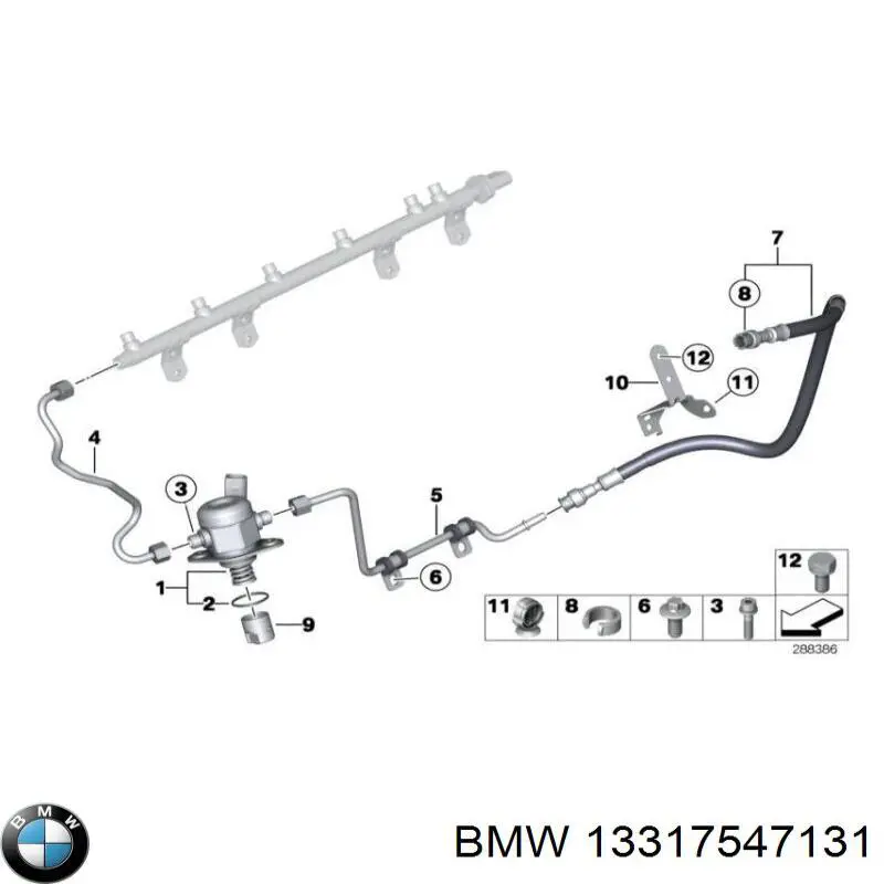 Трубка топливная, обратная от форсунок BMW 13317547131