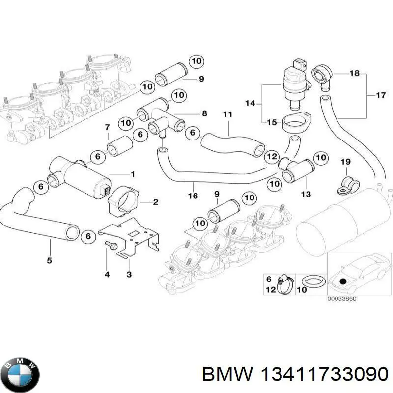 Клапан/регулятор холостого ходу 13411733090 BMW