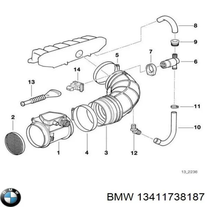 Шланг (патрубок) обогрева дроссельной заслонки на BMW 5 (E34) купить.