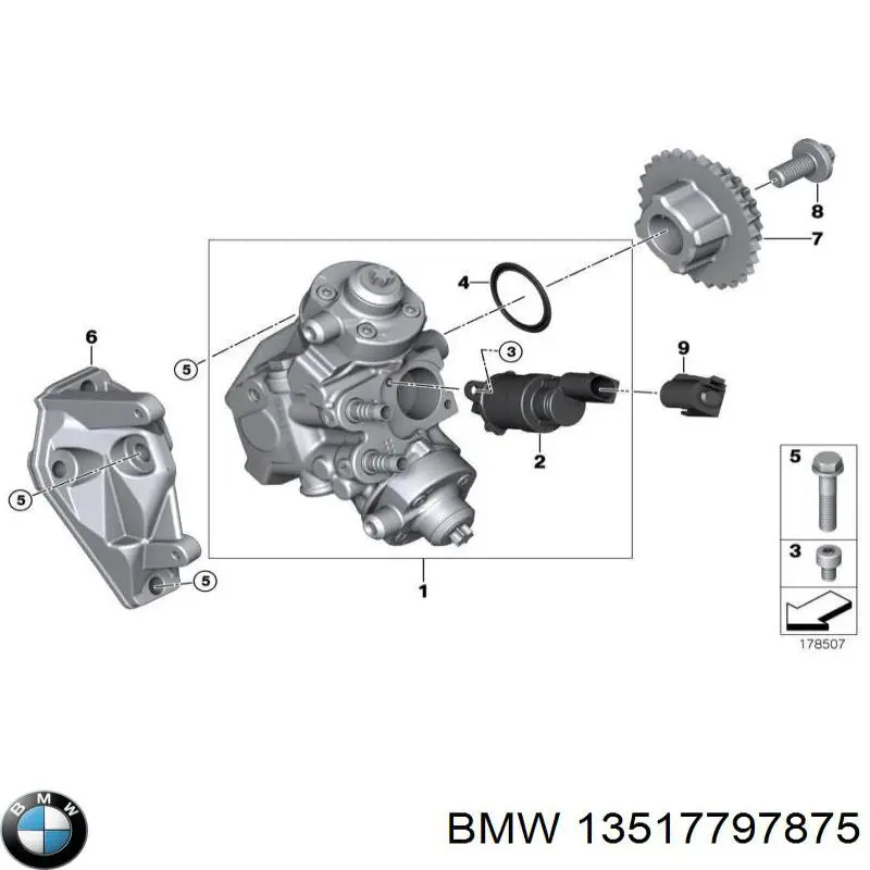 13517797875 BMW клапан регулировки давления (редукционный клапан тнвд Common-Rail-System)