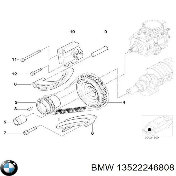 Гидронатяжитель цепи на BMW 3  E46