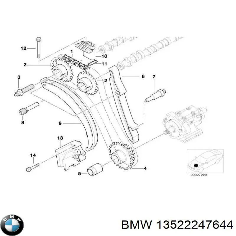 Tensor, cadena de distribución, bomba alta presión 13522247644 BMW