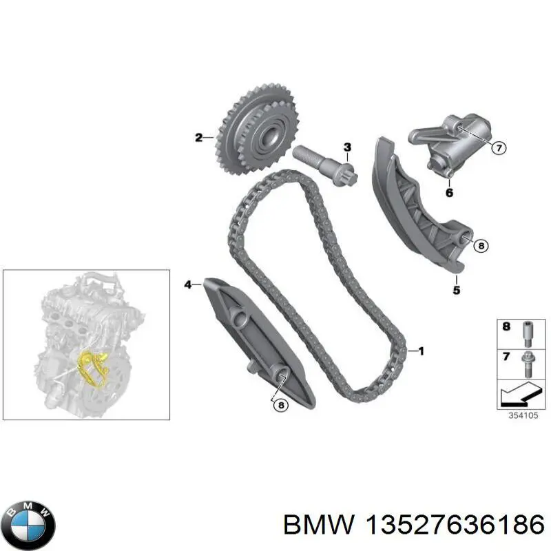 Amortecedor de cadeia do mecanismo de distribuição de gás, esquerdo para BMW 6 (G32)