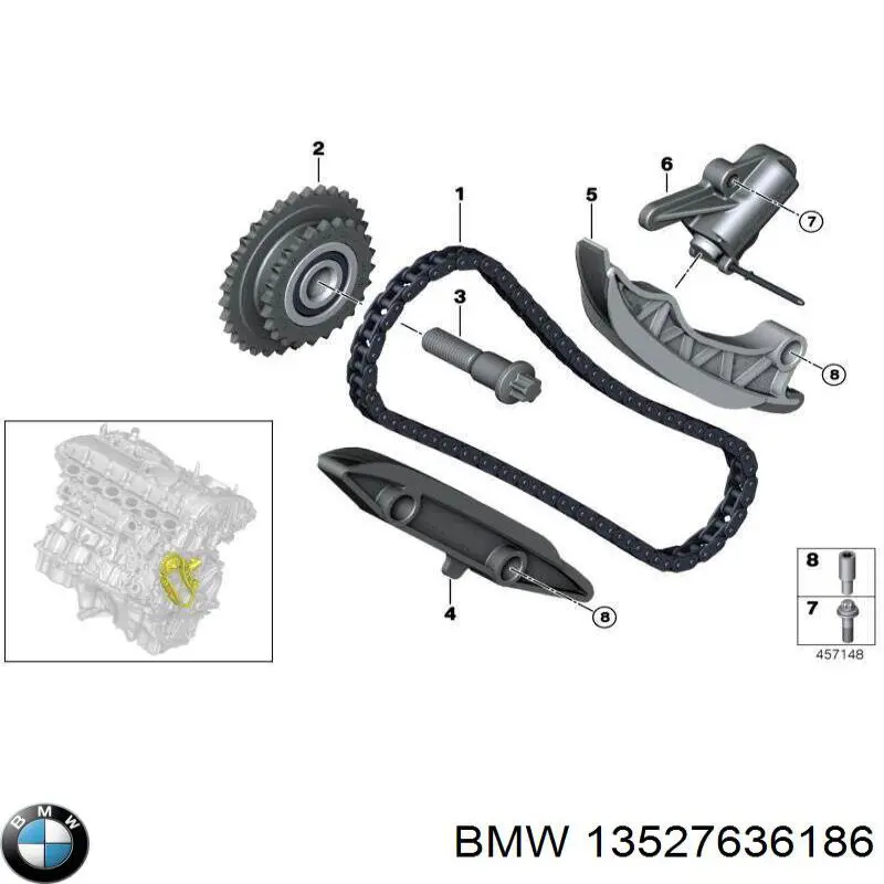 Успокоитель цепи ГРМ, левый BMW 13527636186 цена, от 25.96 USD