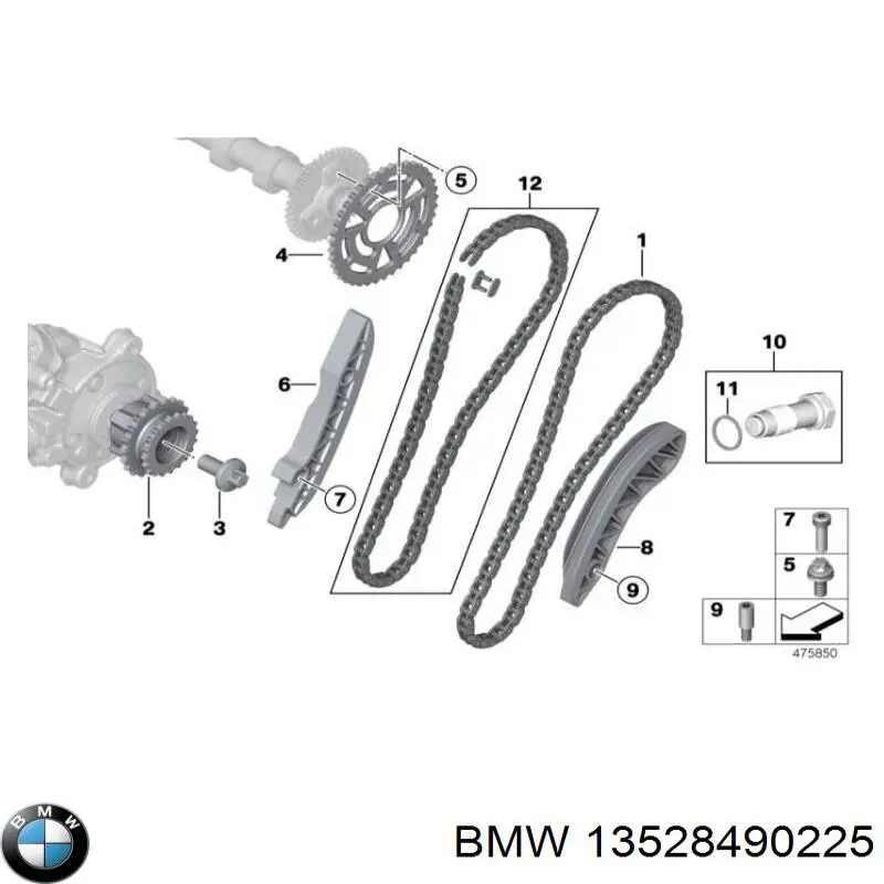 Cadena de distribución inferior 13528490225 BMW