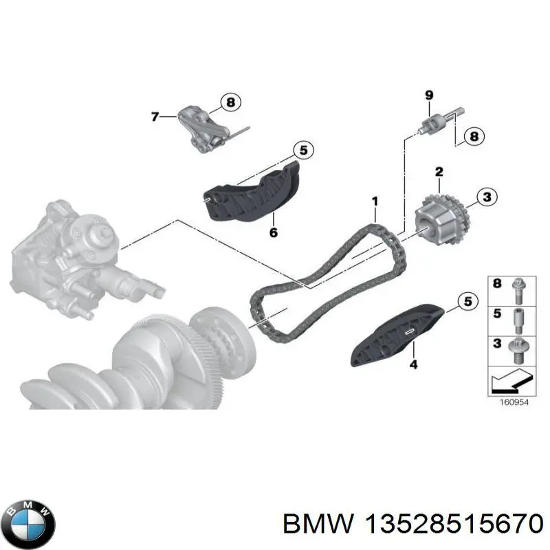 13528515670 BMW amortecedor de cadeia do mecanismo de distribuição de gás, inferior