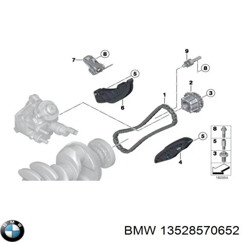 Цепь ГРМ нижняя 13528570652 BMW