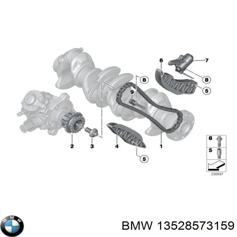 13528573159 BMW amortecedor de cadeia do mecanismo de distribuição de gás, direito