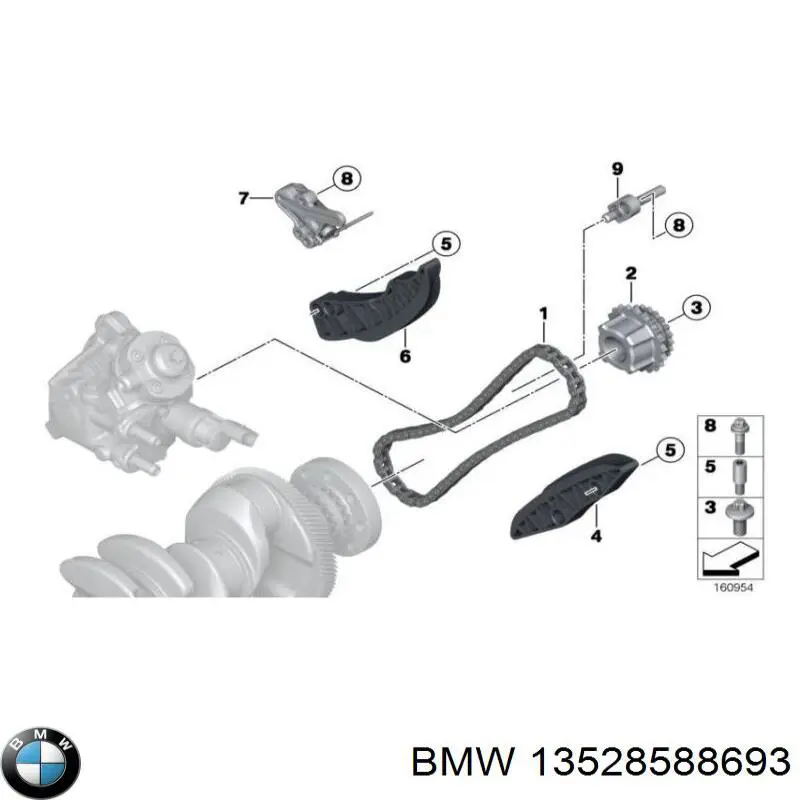 13528588693 BMW cadeia inferior do mecanismo de distribuição de gás