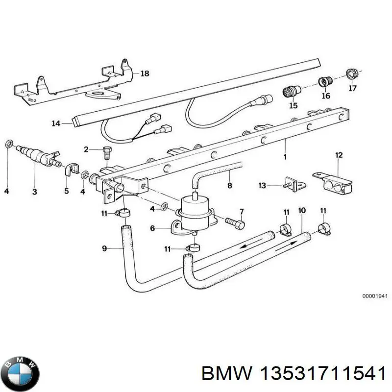 Регулятор давления топлива в топливной рейке BMW 13531711541