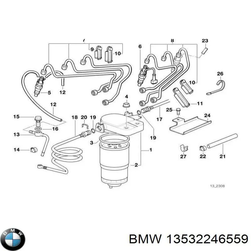 Распределитель топлива (рампа) 13532246559 BMW