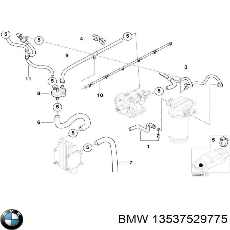 Обратная топливная трубка 13537529775 BMW