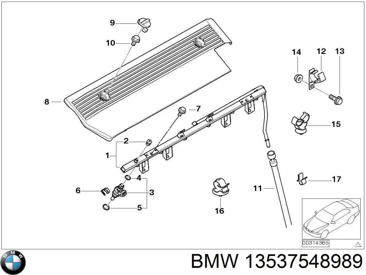 13537548989 BMW Трубка топливная обратная от форсунок