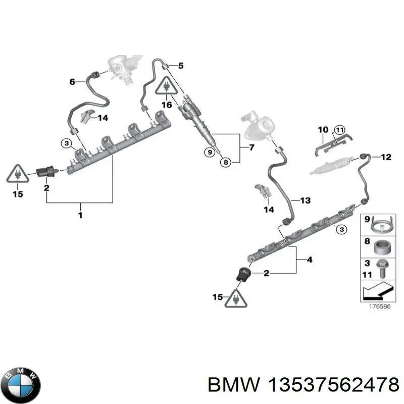 Купить 13537562478 BMW Трубка топливная форсунки 3-го цилиндра