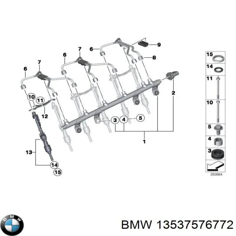 Трубка топливная форсунки 2-го цилиндра 13537576772 BMW