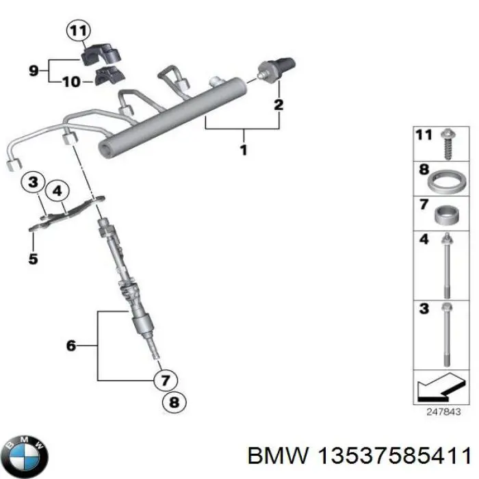 Distribuidor de combustível (rampa) para BMW 3 (F30, F80)
