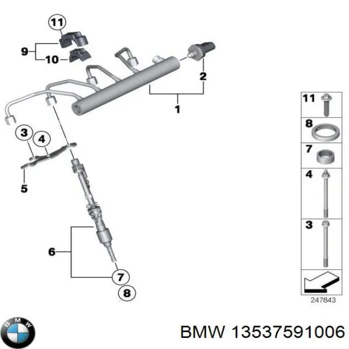 Кольцо (шайба) форсунки инжектора посадочное BMW 13537591006