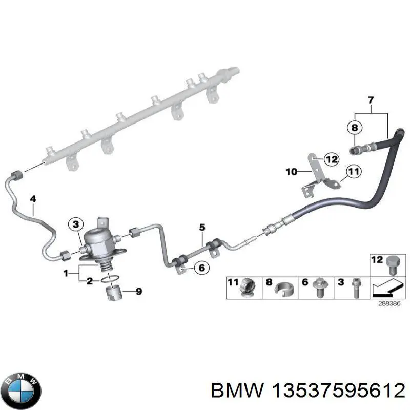 Трубка топливная, обратная от форсунок BMW 13537595612