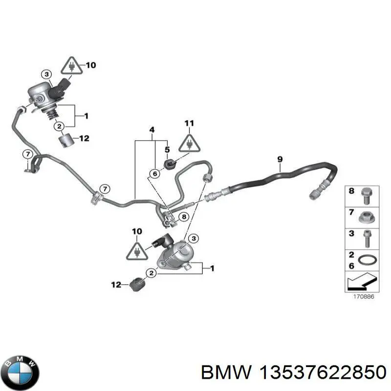 13537622850 BMW Трубка топливная, от ТНВД к топливной рейке