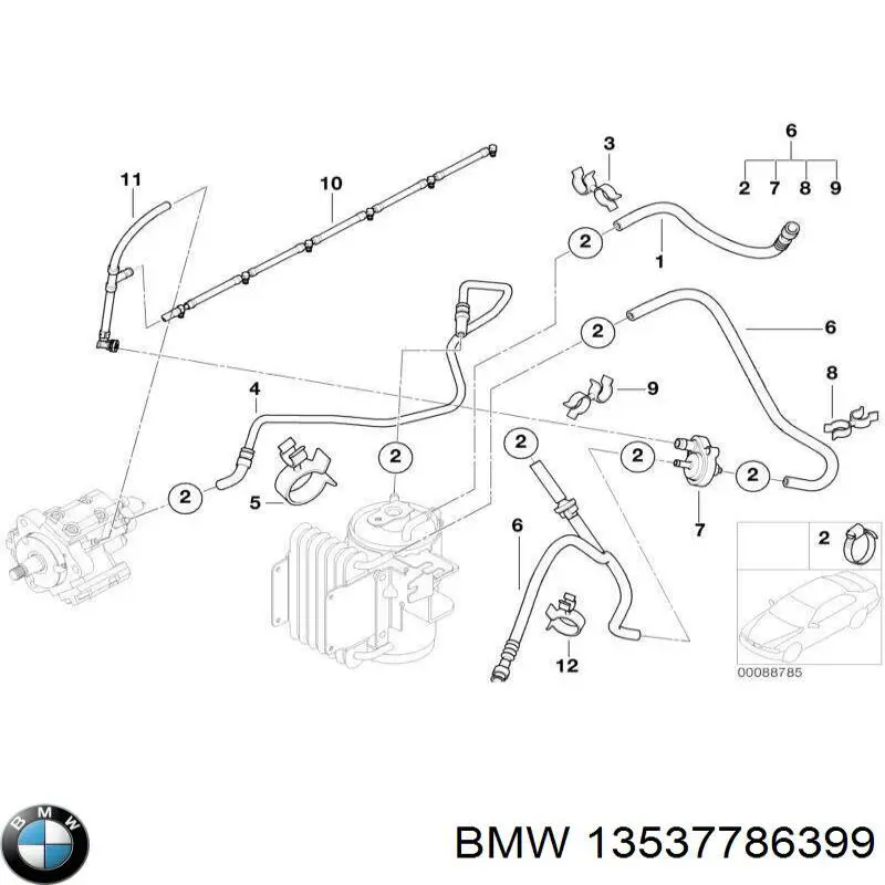 Обратный клапан возврата топлива 13537786399 BMW