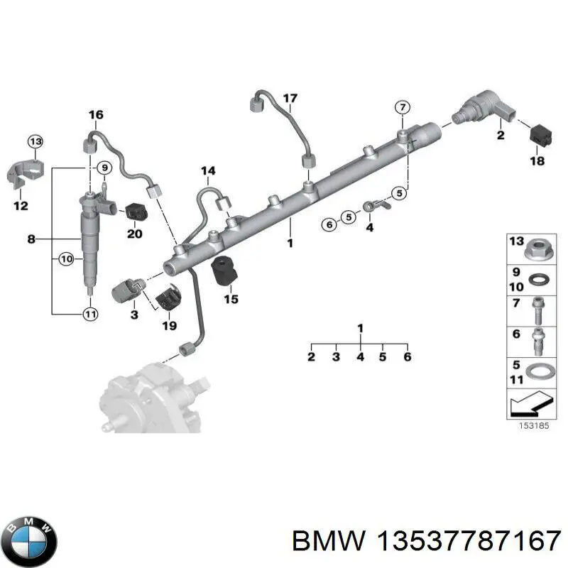 Купить 13537787167 BMW Датчик давления топлива