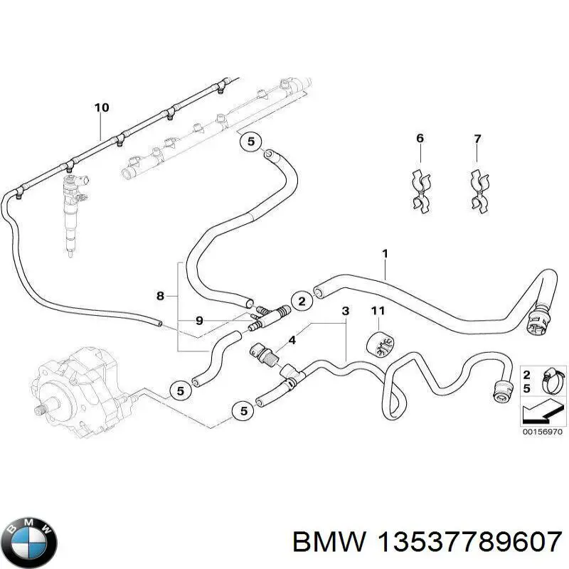 13537789607 BMW Трубка топливная обратная от форсунок