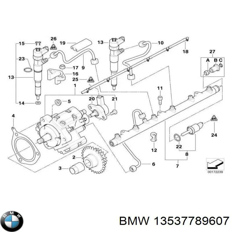 Обратная топливная трубка от форсунок BMW 13537789607