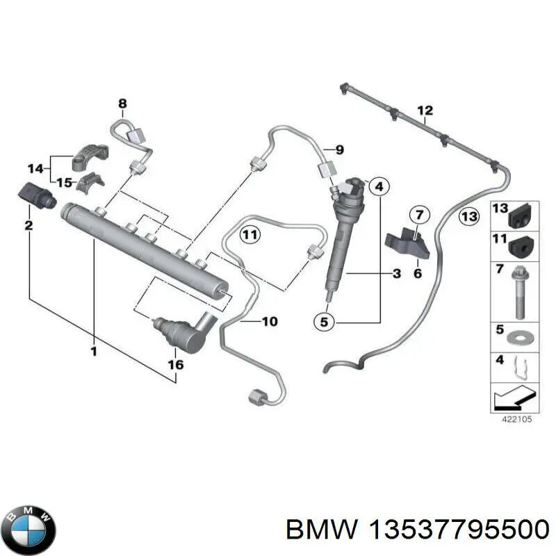 Пистон (клип) крепления решетки радиатора к панели 13537795500 BMW