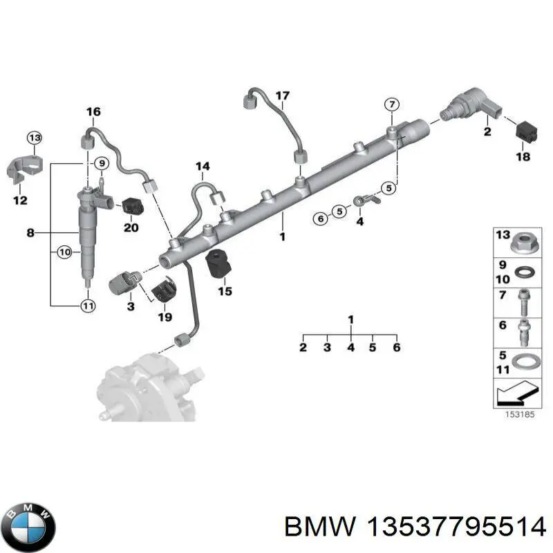 Distribuidor de combustível (rampa) para BMW 3 (E90)