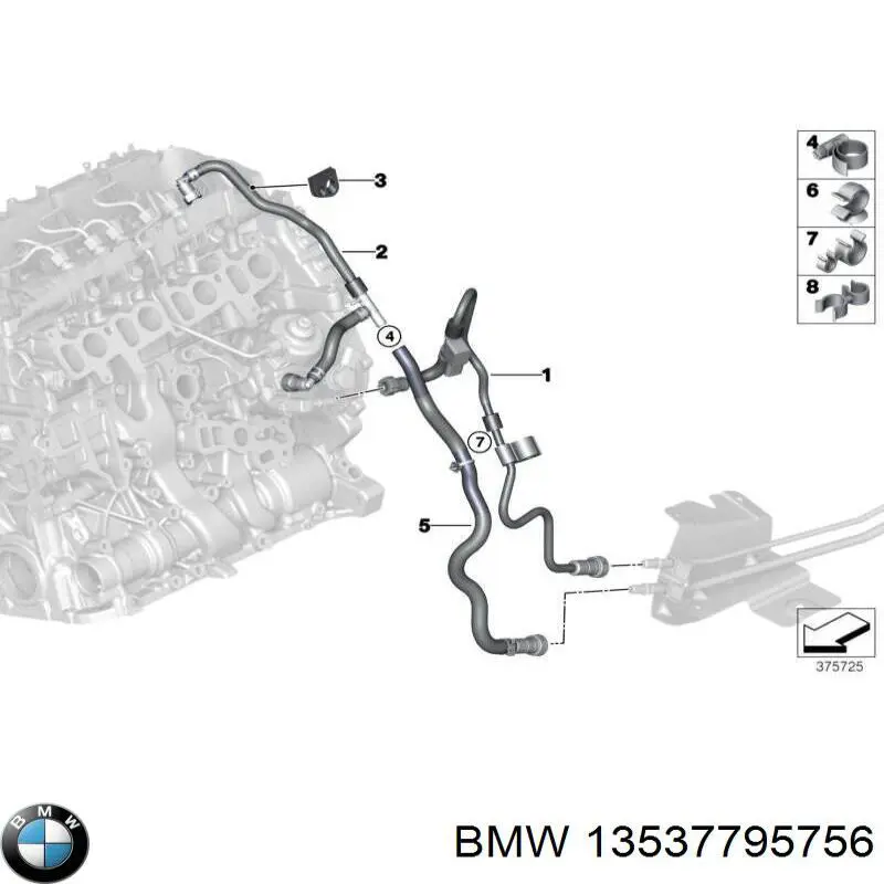Купить 13537795756 BMW Обратная топливная трубка