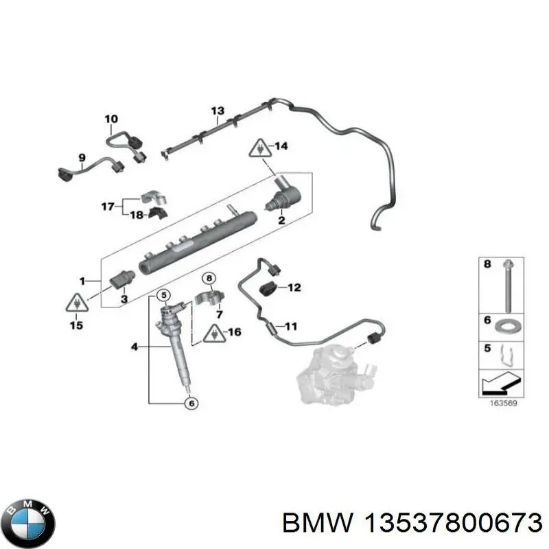 Трубка топливная, обратная от форсунок BMW 13537800673